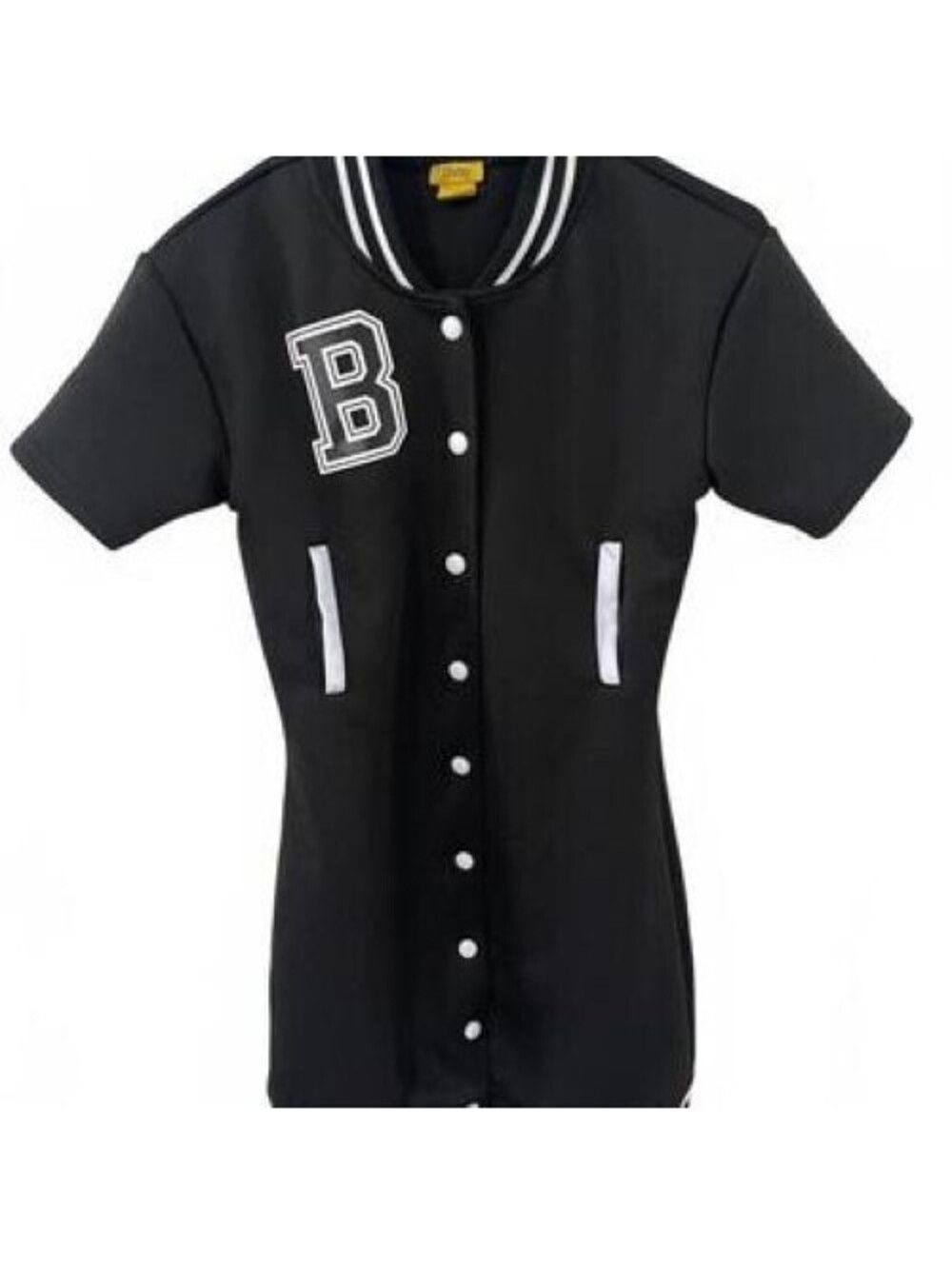 Daisy Varsity B Baseball Jersey Dress -Women-S-Black
